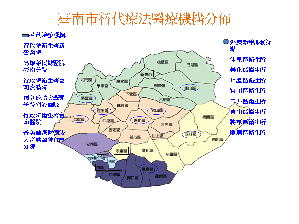 臺南市替代療法醫療機構分佈