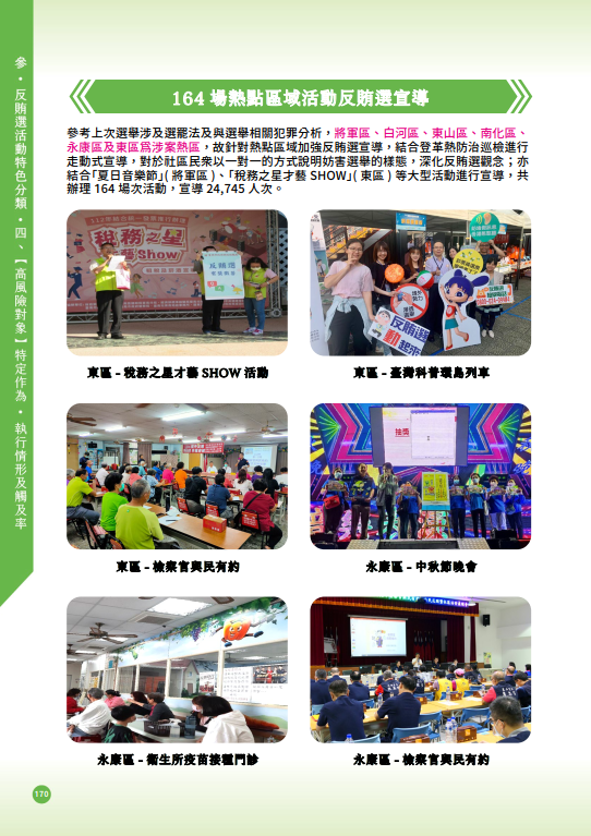 50.「第十六任總統副總統及第十一屆立法委員選舉」-【高風險對象】164場熱點區域活動反賄選宣導